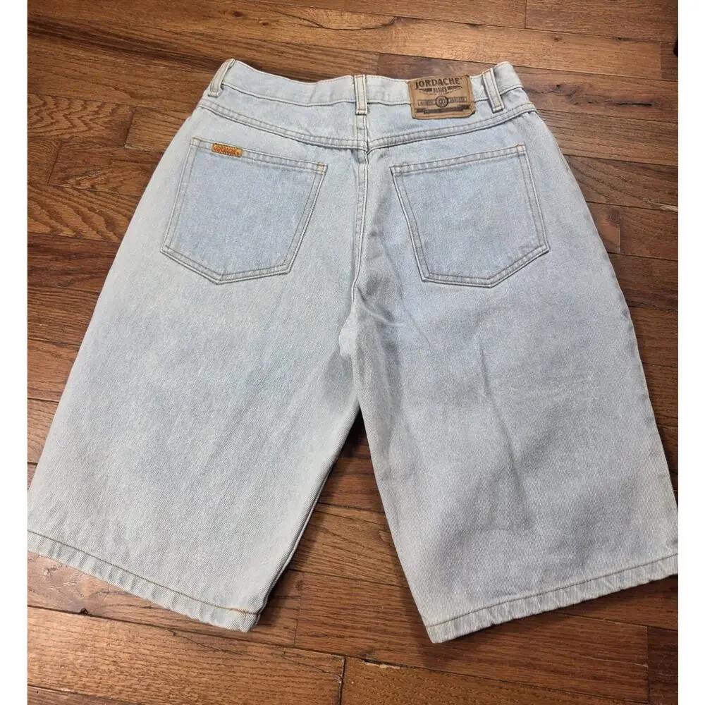 Jordache Basics Denim Shorts Womens 30 Light Wash Bermuda Jorts 100% Cotton